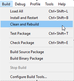 Select 'Clean and Rebuild' to build the R package