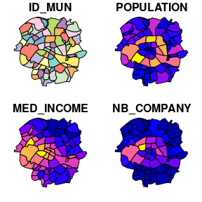 Spatial maps of population and other variables