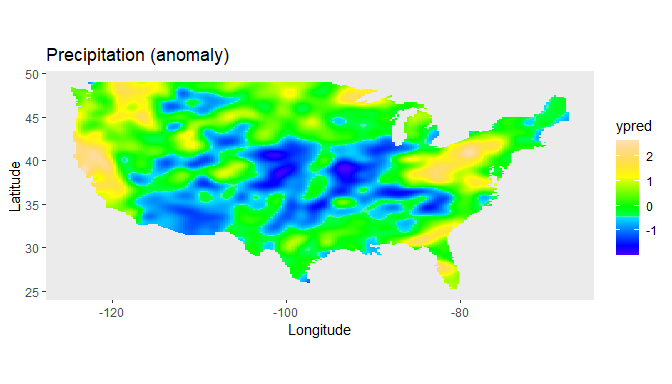 Heat map of precipitation anomalies