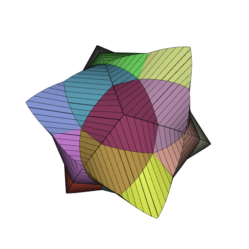 Rotating, multicolored dodecahedron