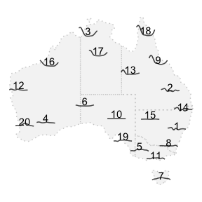 Glyph map showing precipitation in Australia