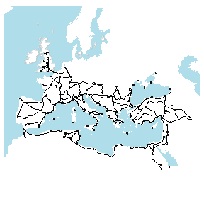 Map showing the roads of the Roman Empire