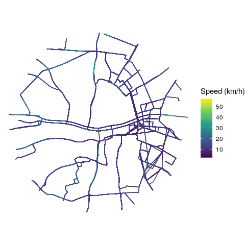 Spatial distribution of traffic speeds for Dublin, Ireland