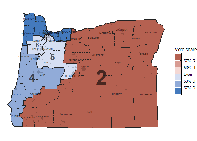 Vote share map of Oregon