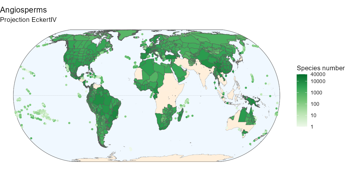 Projection map of angiosperms